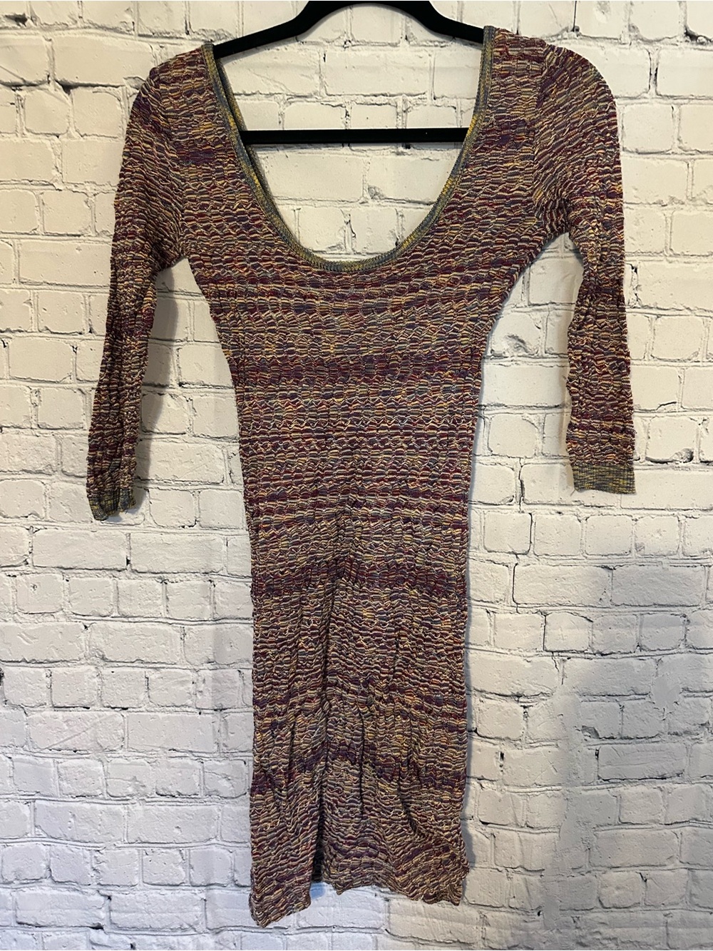 Free People Multicolor Scoop Neck Long Sleeve Knit Dress